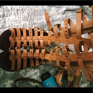 Tan/camel leather gladiator sandals